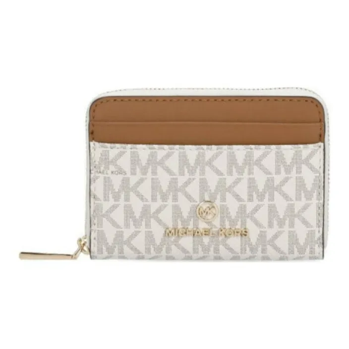 MICHAEL KORS Jet Set Charm PVC Wallet Women's White & Acorn Brown