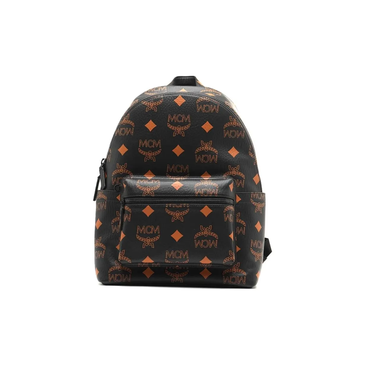 MCM Coated Canvas Backpack Medium Size Unisex Black