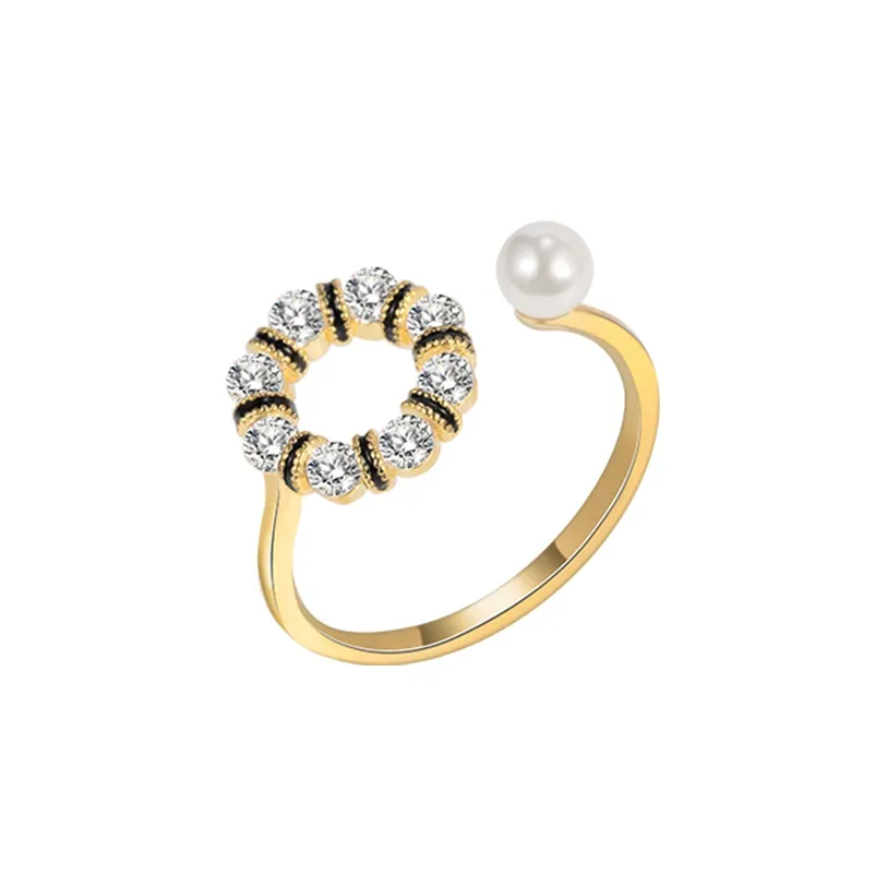 Sanpowa Alloy Artificial Pearl Rings Women's