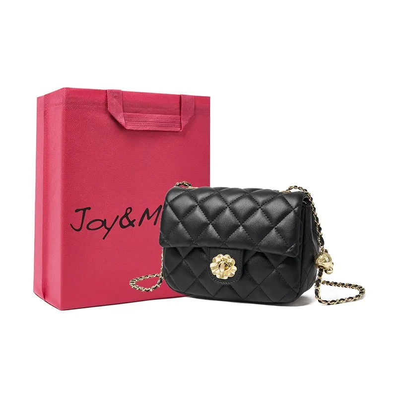 Joy&Mario Cow Leather Fashionable Lightweight Minimalist Style Practical Commute Regular Women's Classic Black/Ecru