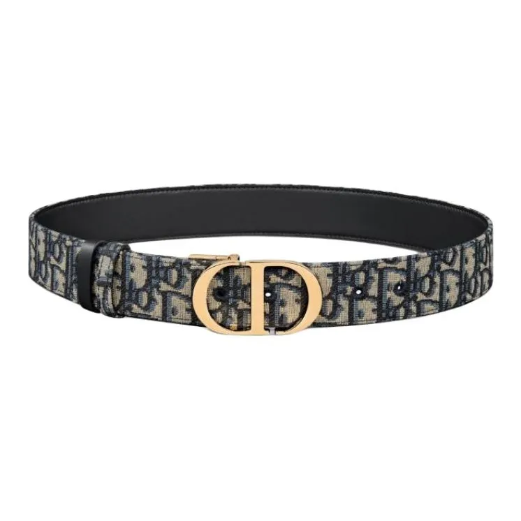 DIOR Calfskin Leather Belts Women's Blue Width 3.5CM