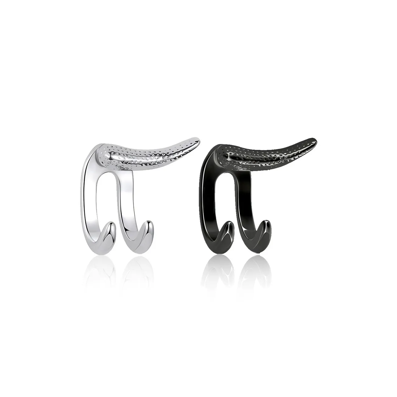 FOREVER MELODY Титановые и стальные серьги-гвоздики Мужские Серебряные Черные