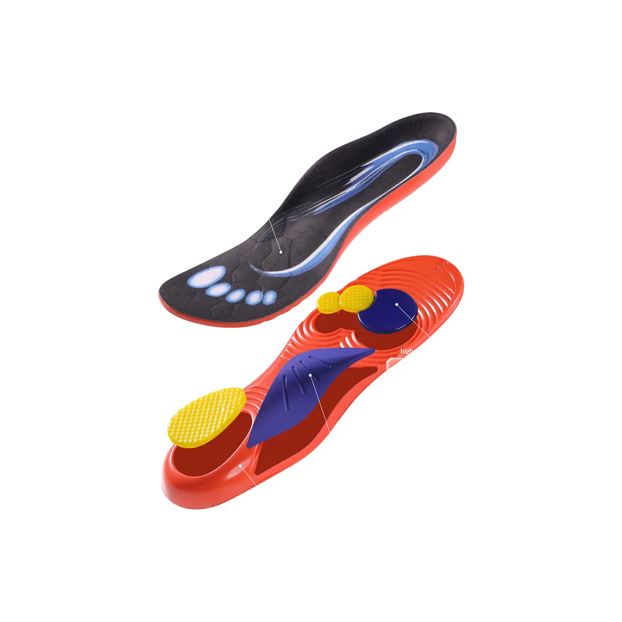 BUYUN ПУ (полиуретан)+Гель+ПУ (полиуретан)+Дышащая ткань Стельки Унисекс