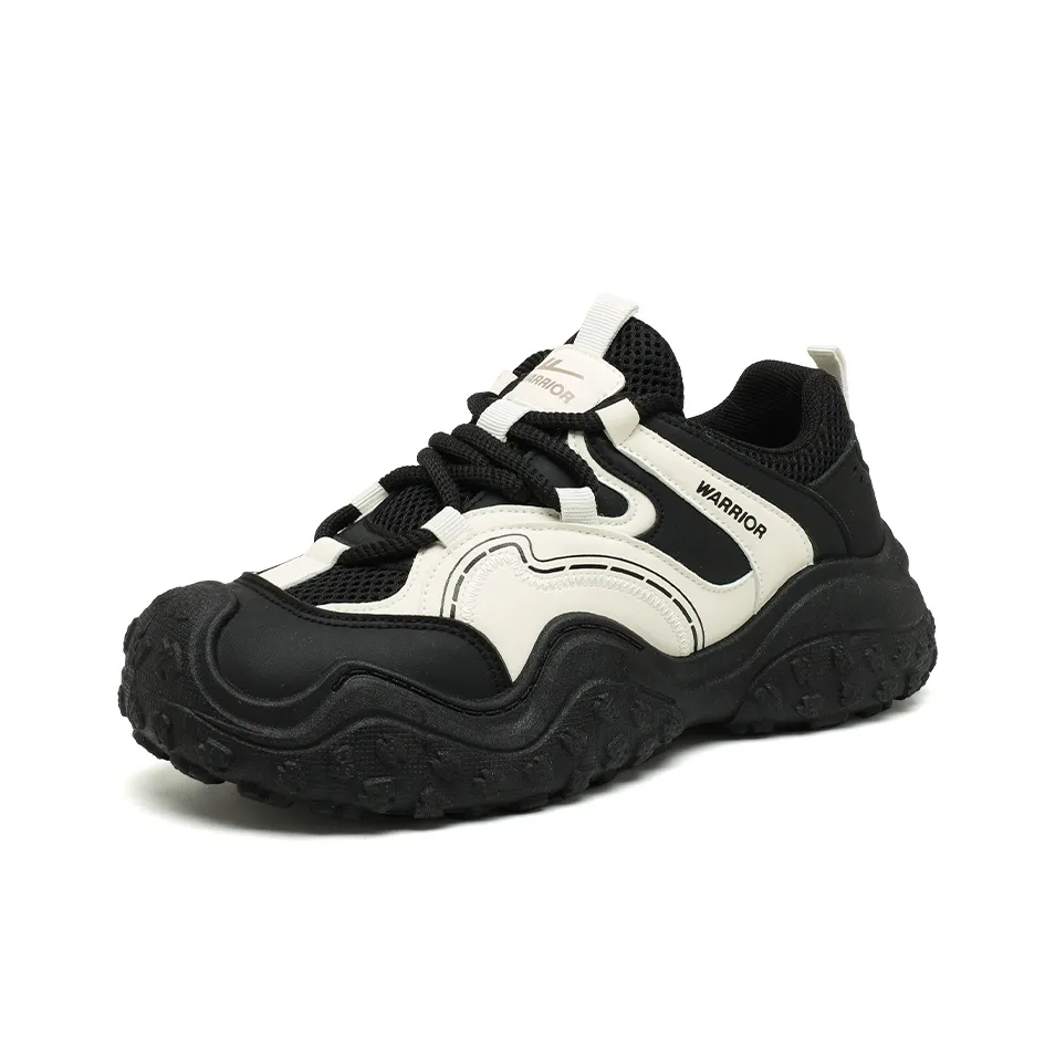 Warrior Ugly Cute Shoes Wear-resistant Lightweight Breathable And Non-slip. Low-Top Chunky Sneakers Women's Black Beige