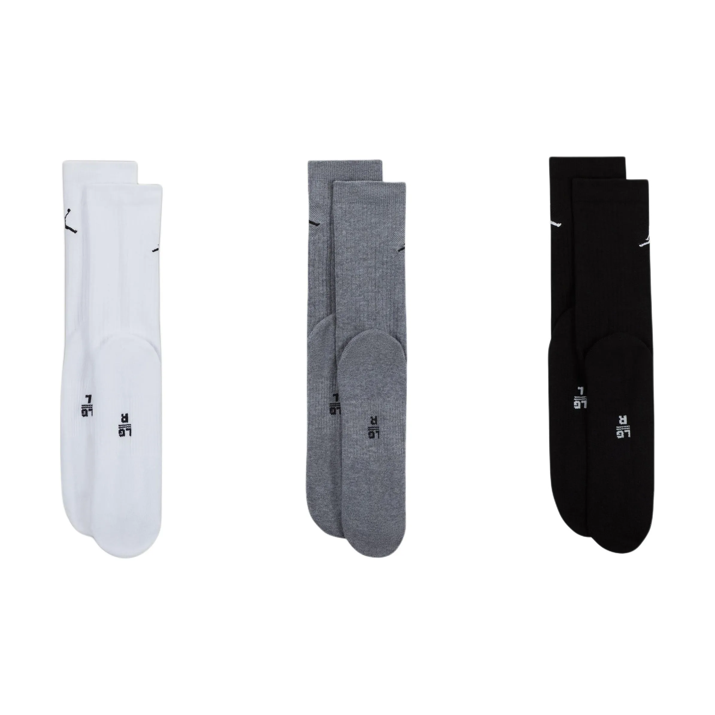 JORDAN 3 Pack Белый+Черный+Серый Унисекс MID Носки до икры