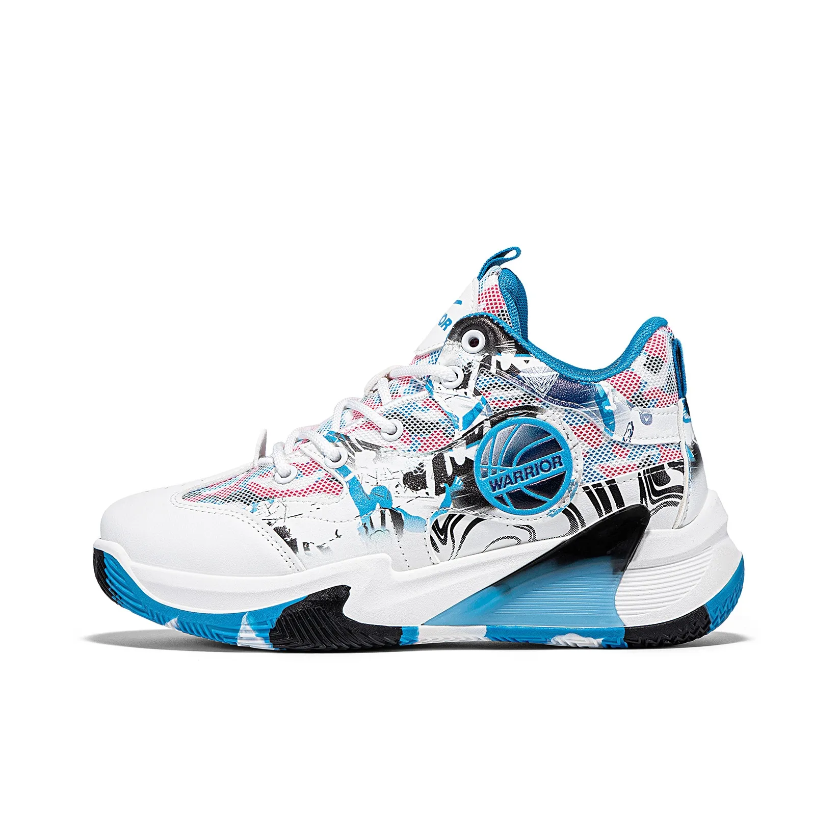 Warrior Slip-resistant и устойчивый к истиранию покрытие Высокие баскетбольные кроссовки для мужчин Белый Синий Черный