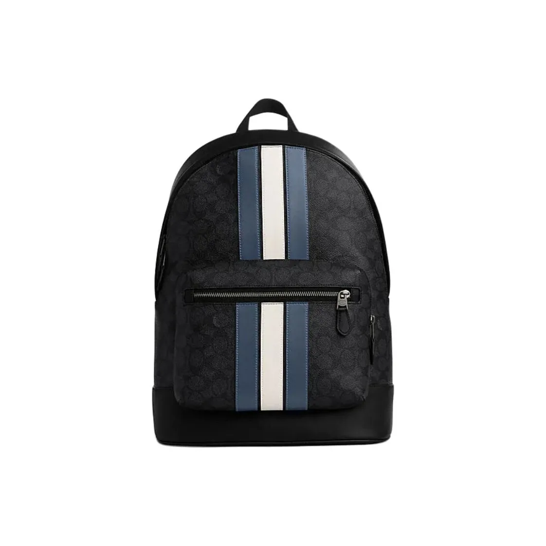 COACH Artificial Leather Backpack Large Size Men Charcoal Black Denim Blue Chalk White