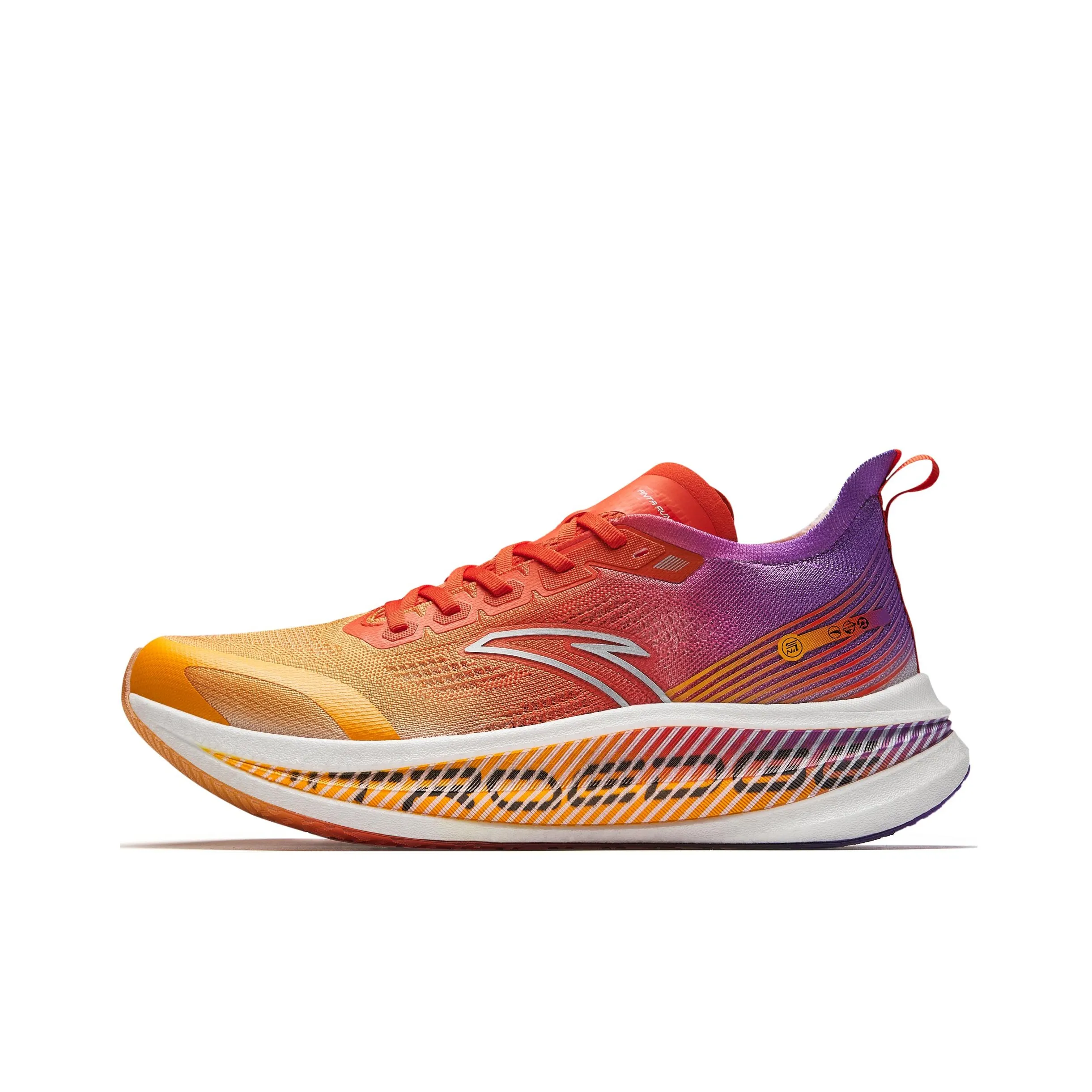ANTA Running Shoes Men's Low Top Electric Glow Golden Tangerine/Flame Orange/Hedgehog Purple