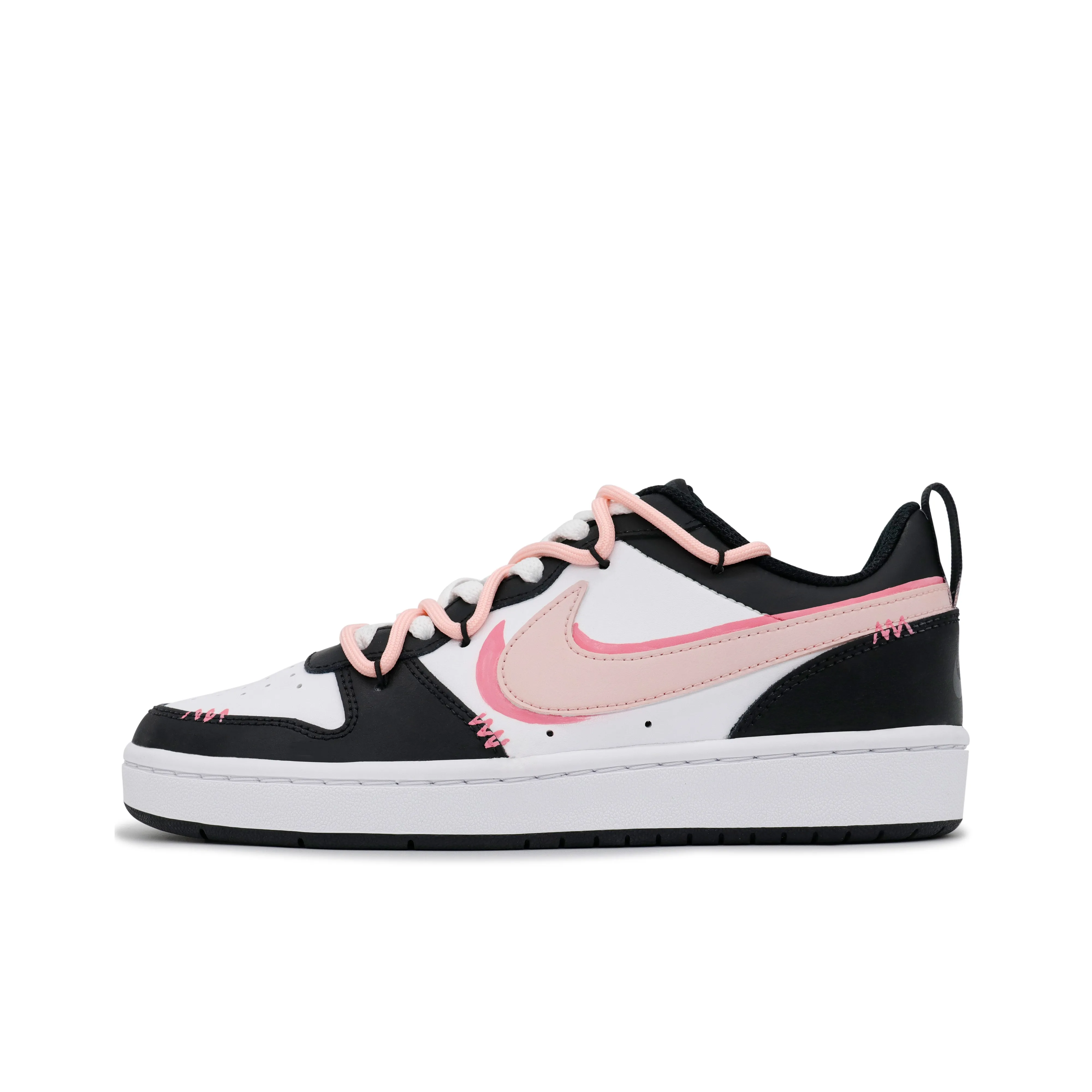 Nike Court Borough Non-slip Lightweight Low-Top Skateboard Shoes GS Black Pink