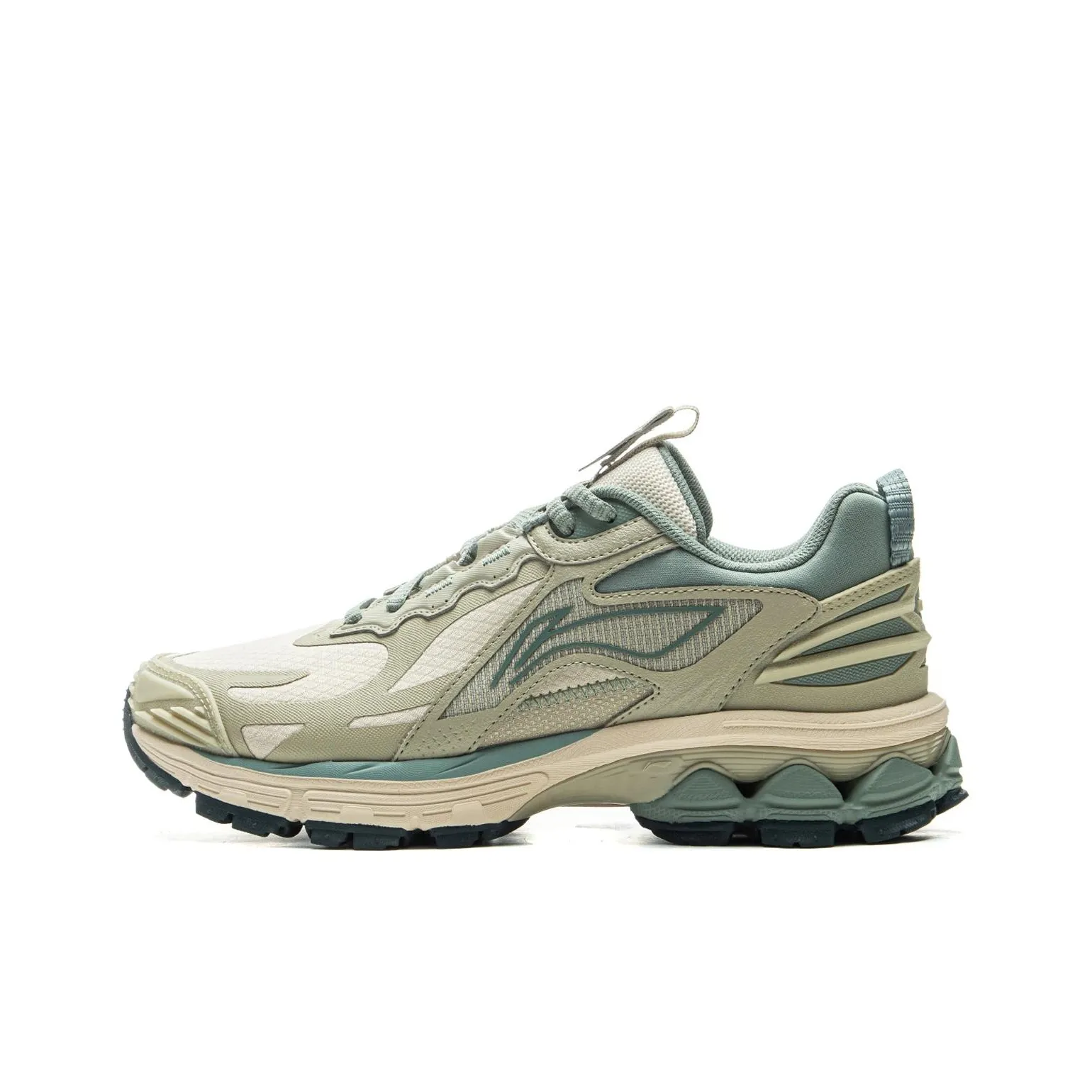 LiNing Fuyao 2.0 Trail Anti Slip Wear Resistant Low Top Running Shoes Women's Green Beige