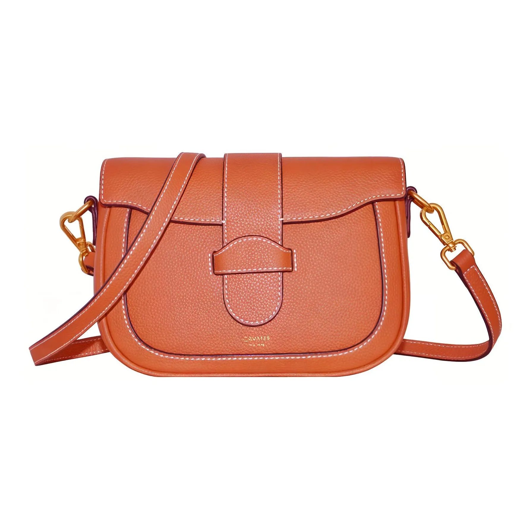 CAVANA Calfskin Saddle Bag Shoulder Bag Crossbody Bag Women's Golden Tawny