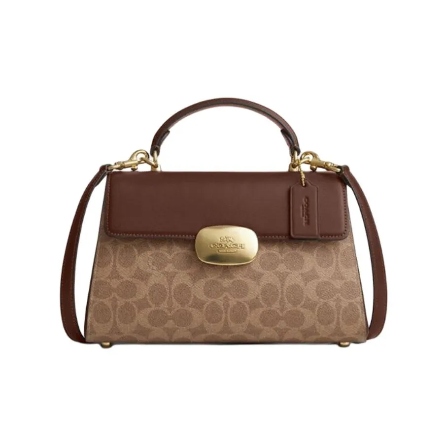 COACH Eliza Artificial Leather Shoulder Bag Crossbody Bag Handbag Large Size Women's Brown