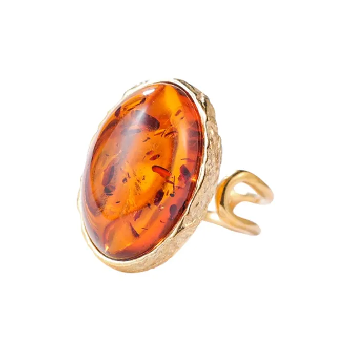 S&A S925 Silver, Amber Fine Jade Rings Women's