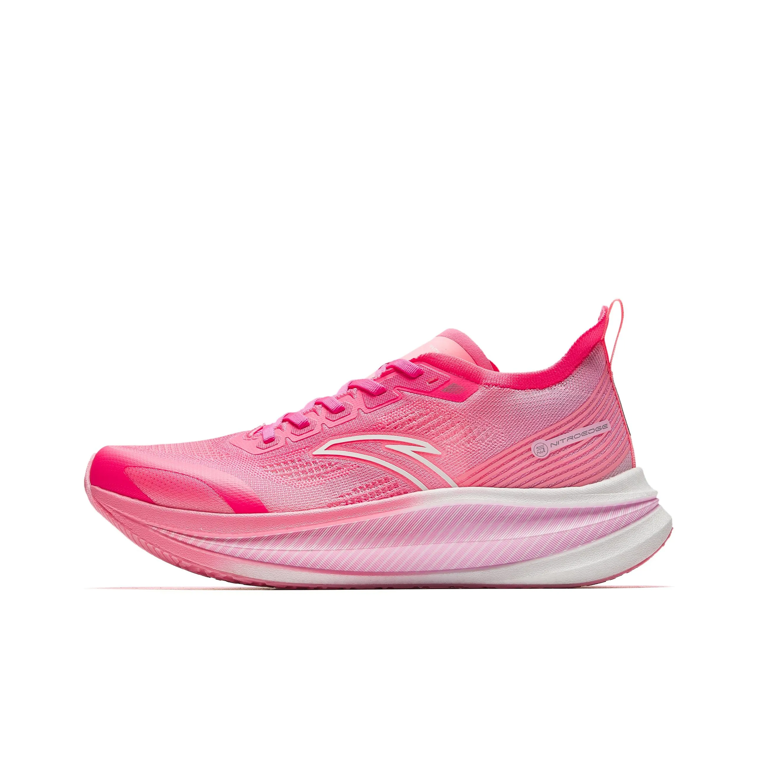 Anta Cushioned Wear-Resistant Breathable Low-Top Full-Length Carbon Plate Training Running Shoes Men's Red Pink