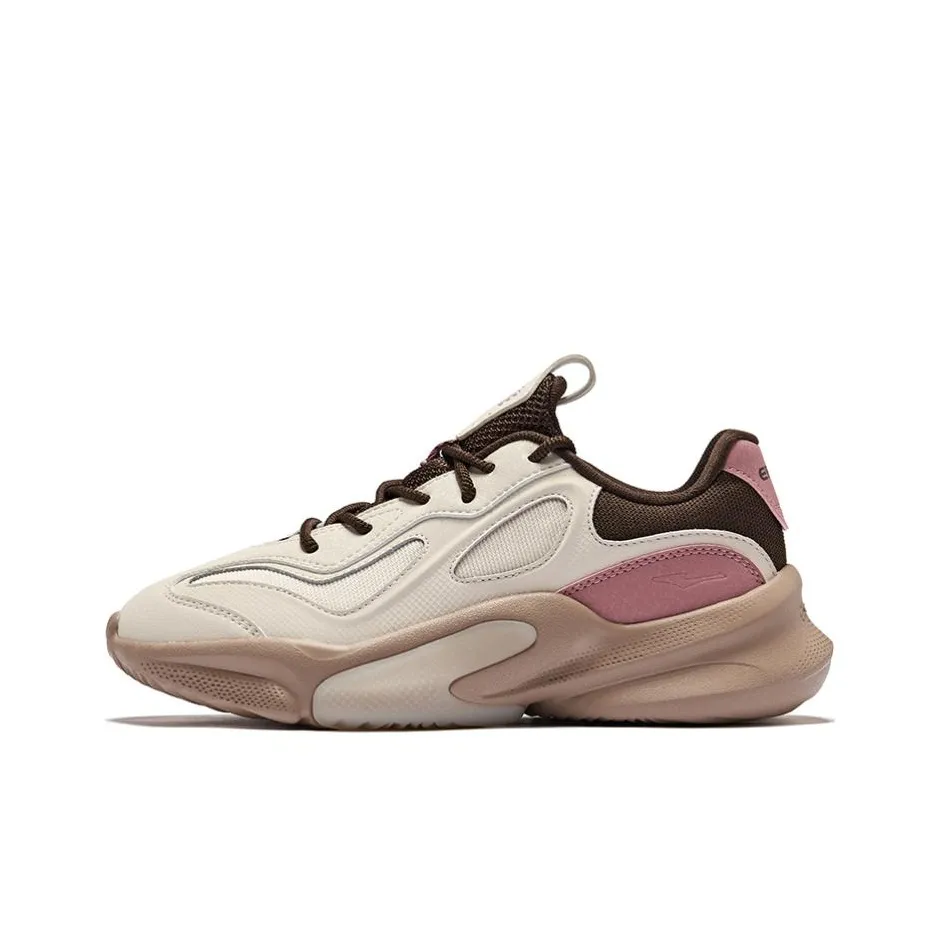 Erke Derivation 2V2 Anti-Slip Wear-Resistant Low-Top Chunky Sneakers Women's Cream Gray Deep Rosewood