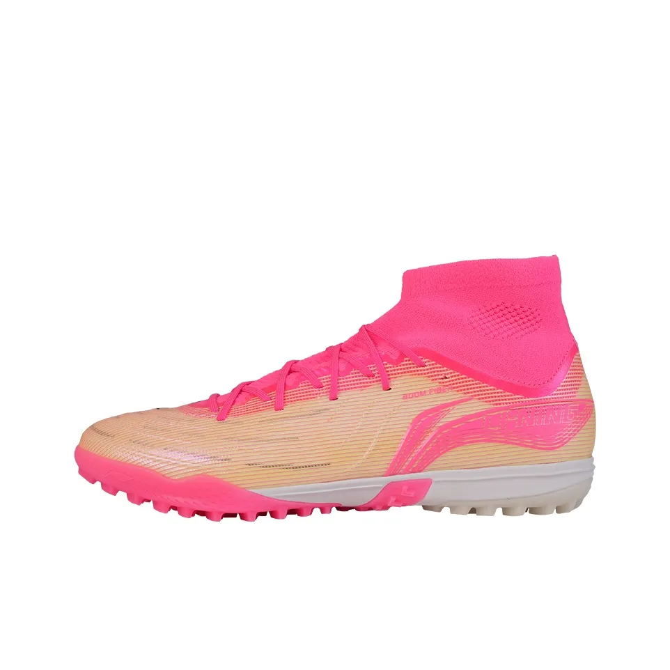 LiNing TF Шипы Искусственные Шипы Твердый грунт Амортизаторы Slip-resistant Футбольные бутсы Мужские Розовый Океан