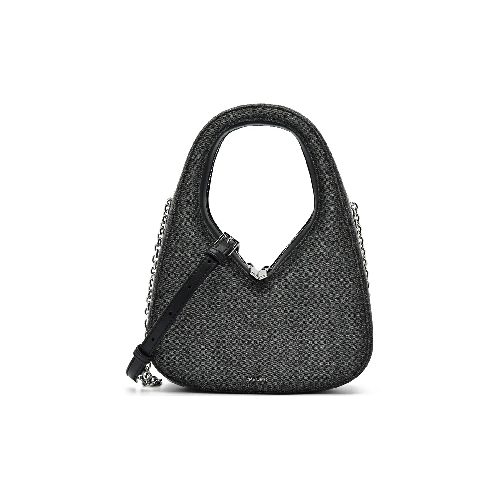 PEDRO Pu Shoulder Bag, Crossbody Bag, Handbag Women's Black/Silver/Light Blue