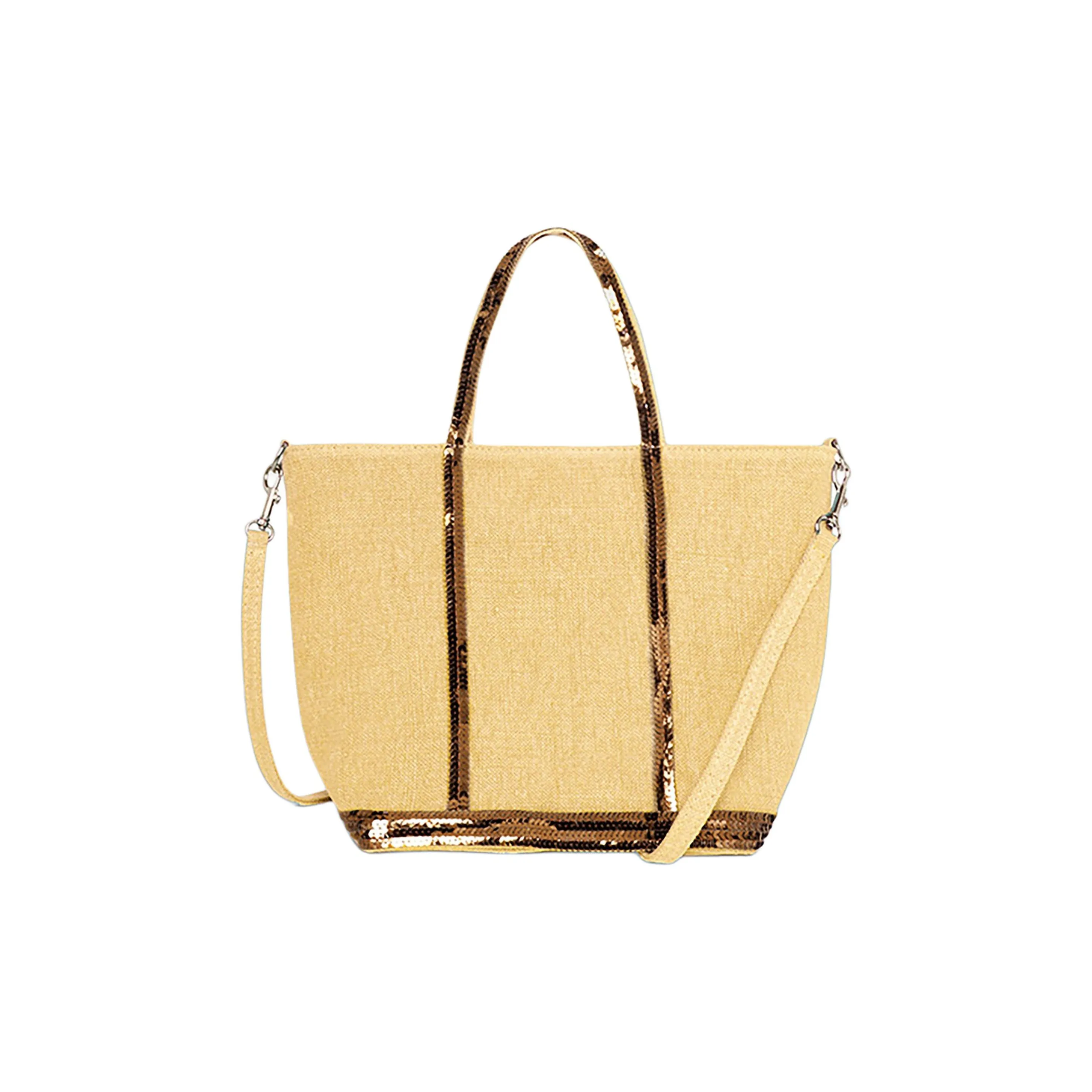 Vanessa Bruno Linen Tote Bag, Shopping Bag, Shoulder Bag, Crossbody Bag, Handbag Trumpets Women's Butter