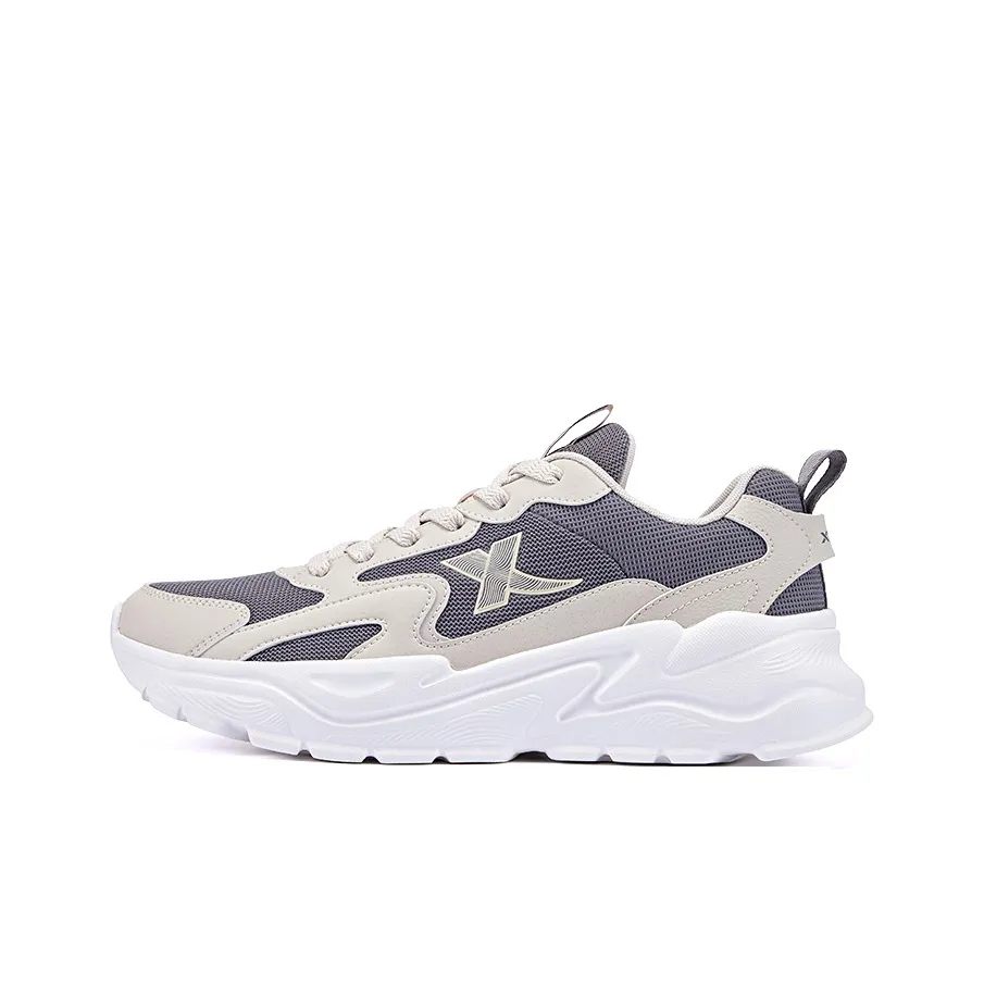 XTEP Cushioning Rebound Abrasion Resistant Lightweight Breathable Slip Resistant Low Top Casual Shoes Men's Smoke Gray