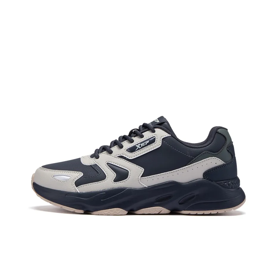 XTEP Cushioning Slip Resistant Coverage Low Top Casual Shoes Men's Gray Black Cyan