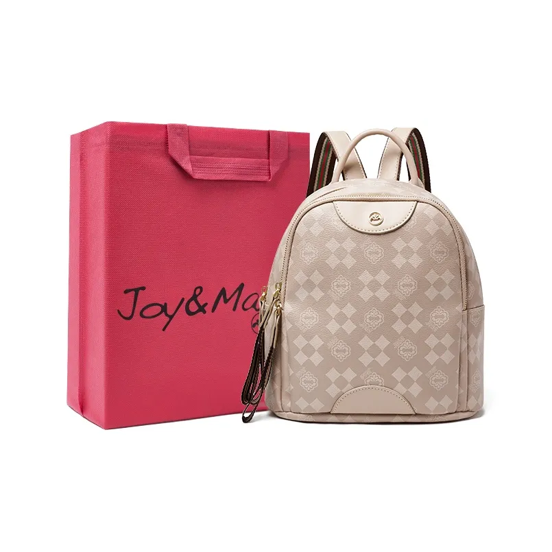 Joy&Mario PVC Backpack Tubas Women's Cream Apricot/Coffee