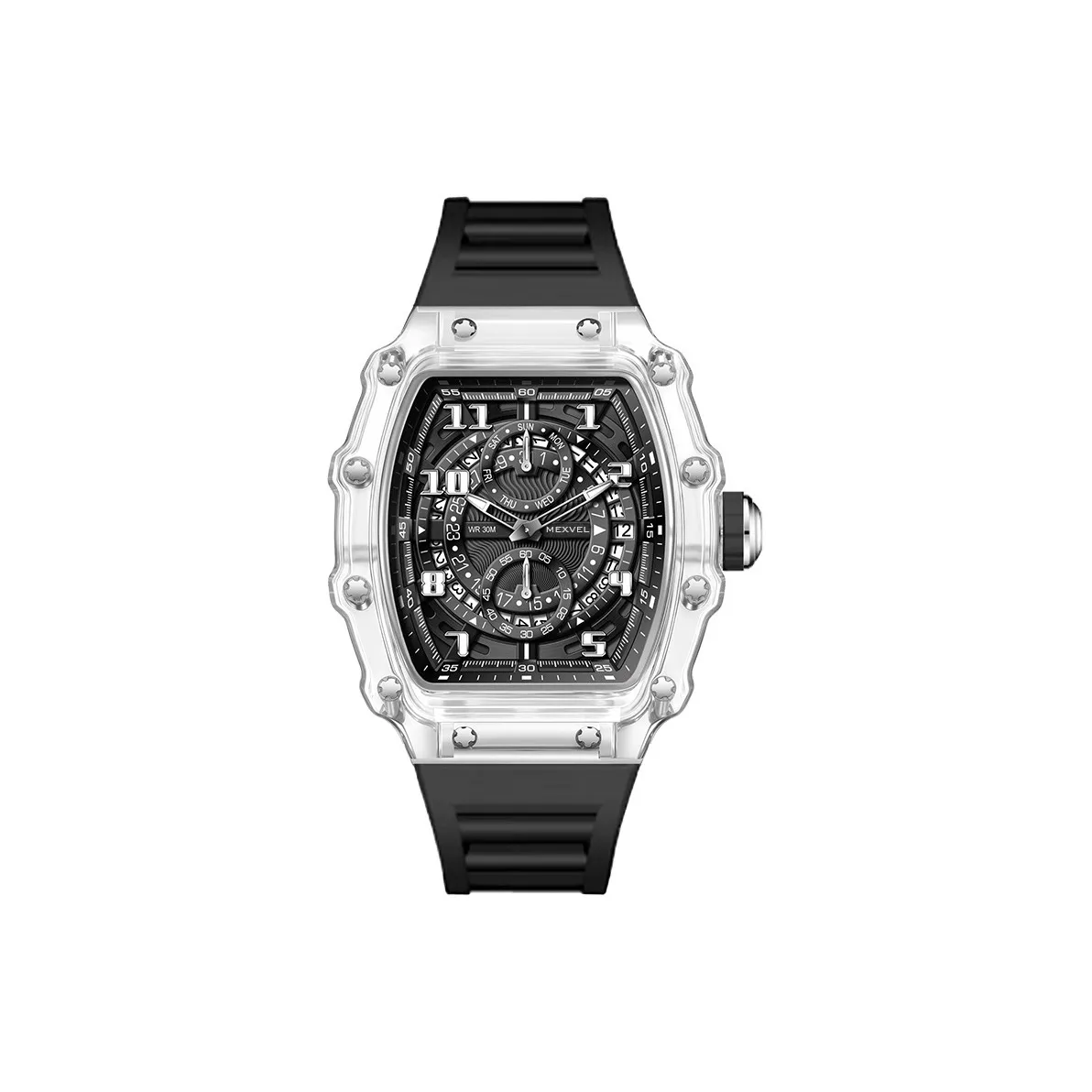 MEXVEL Ночной свет Водонепроницаемый Прозрачный Механический стиль Часы для мужчин Студенческий Кварцевый механизм