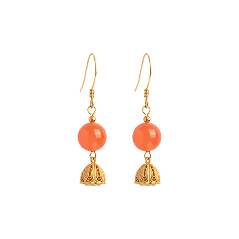 Xiaoyinjiang Agate Hoop Earrings Jade Earring Women's