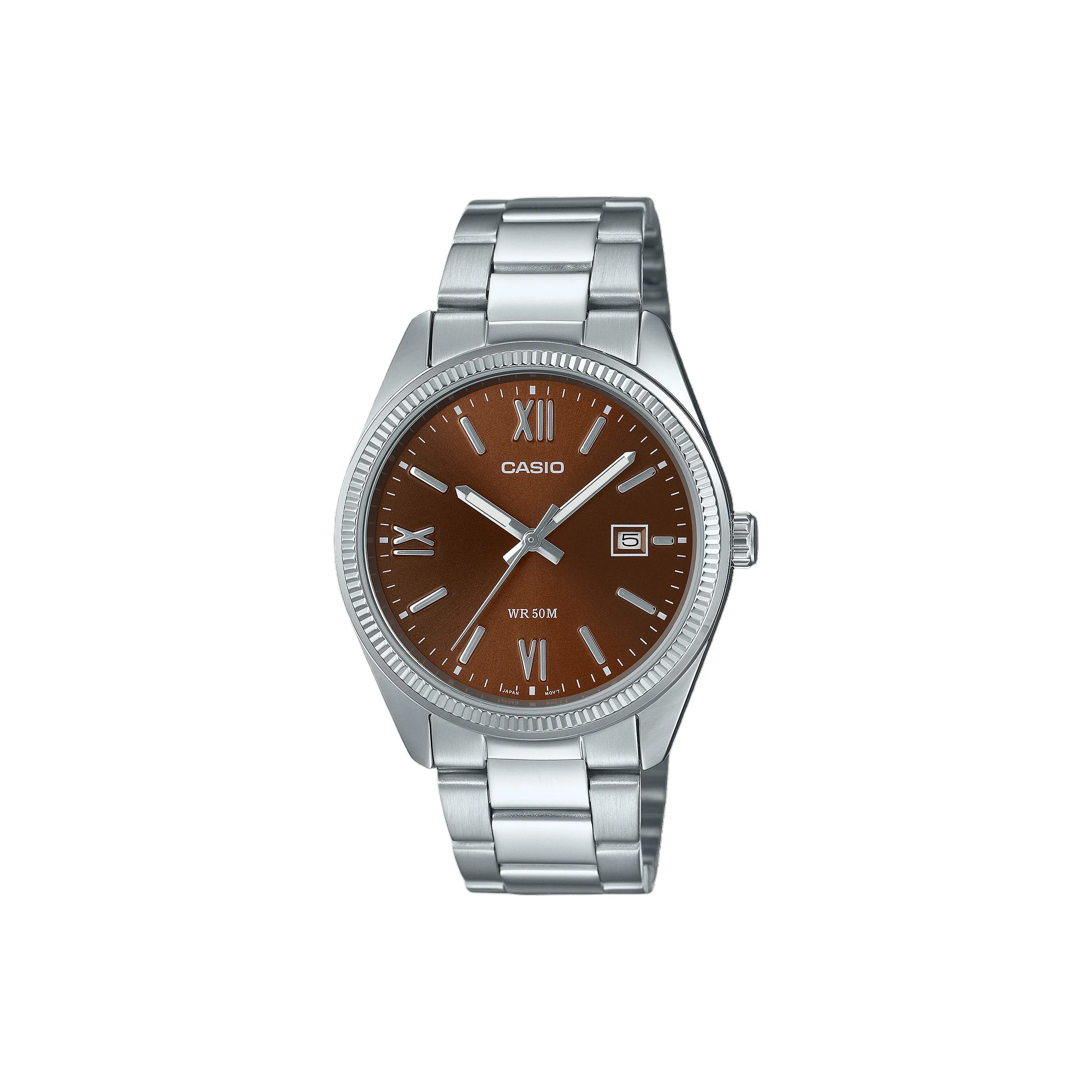 CASIO Кварцевый механизм нержавеющая сталь ремешок унисекс циферблат часов кофе
