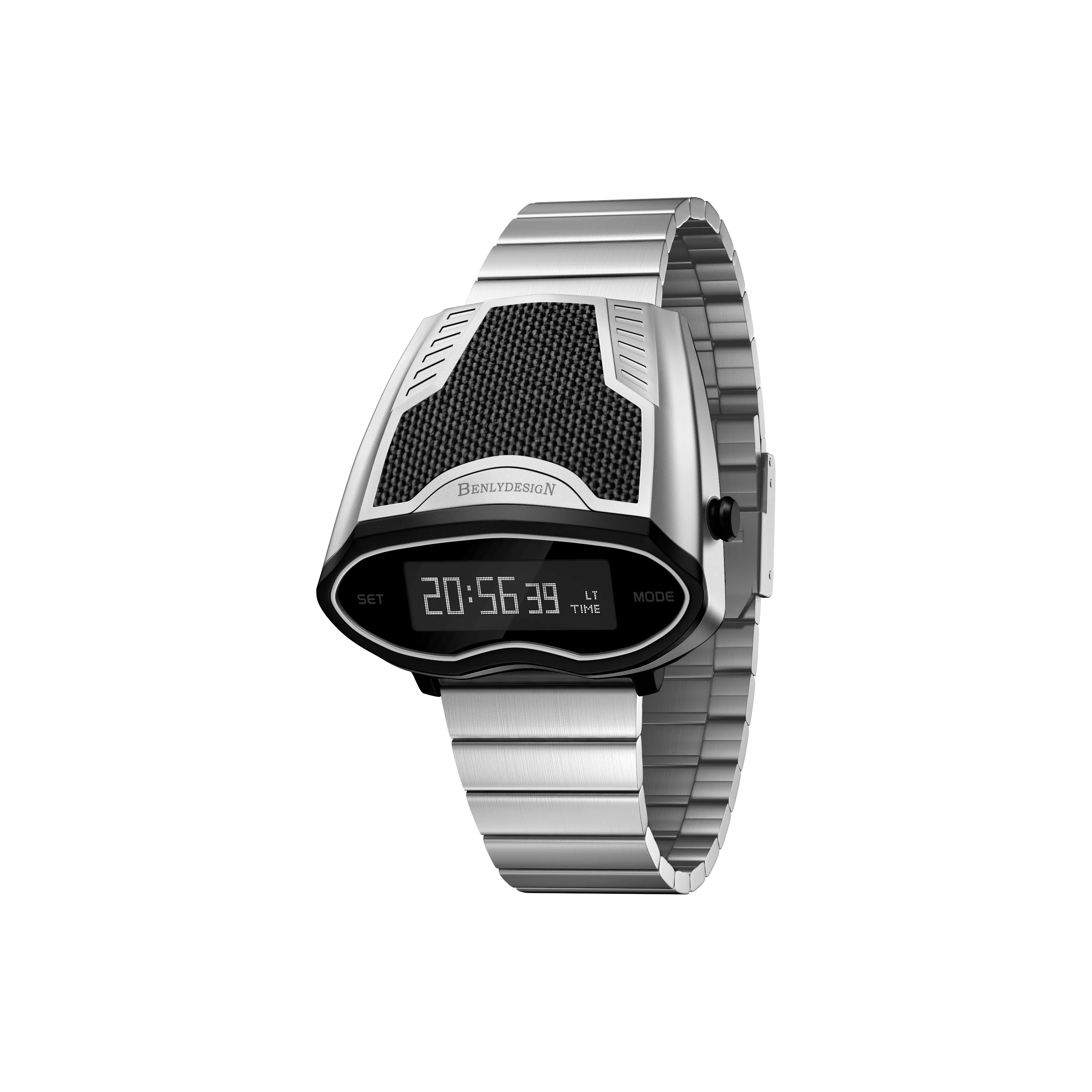 IB BENLYDESIGN S200014S1 Электронный механизм Нержавеющая сталь Ремешок Часы Унисекс Черный циферблат