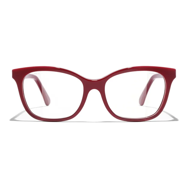 CHANEL Ацетат Прямоугольные Оправы для Очков Унисекс Красный