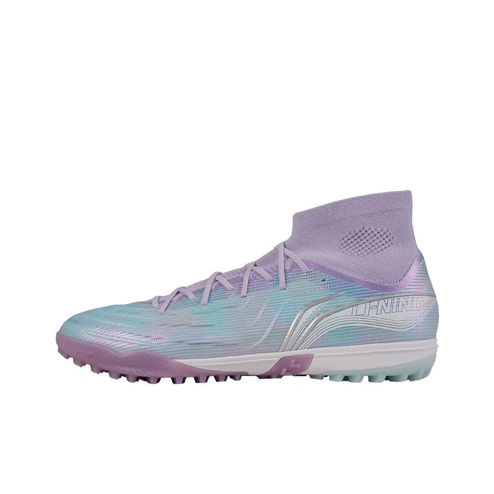 LiNing TF Шипы Искусственные Шипы Амортизаторы Slip-resistant Футбольные бутсы Мужские Синий Фиолетовый
