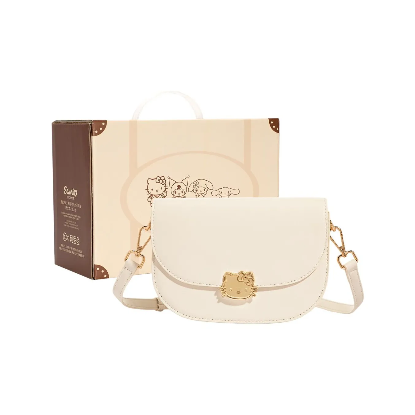 Sanrio Hello Kitty Сумка через плечо из синтетической кожи Стандартная Женская Коричневый Экрю Черный