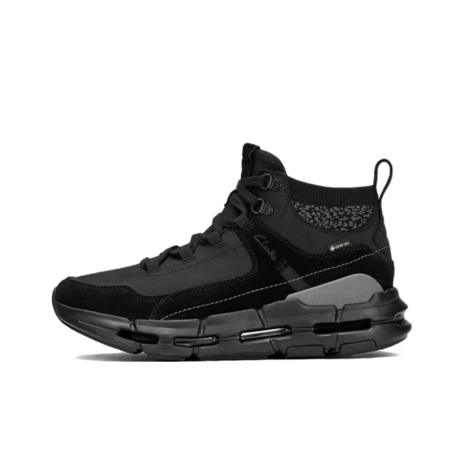 Clarks Cushioned Slip Resistant High Top Hiking Shoes Men's Black