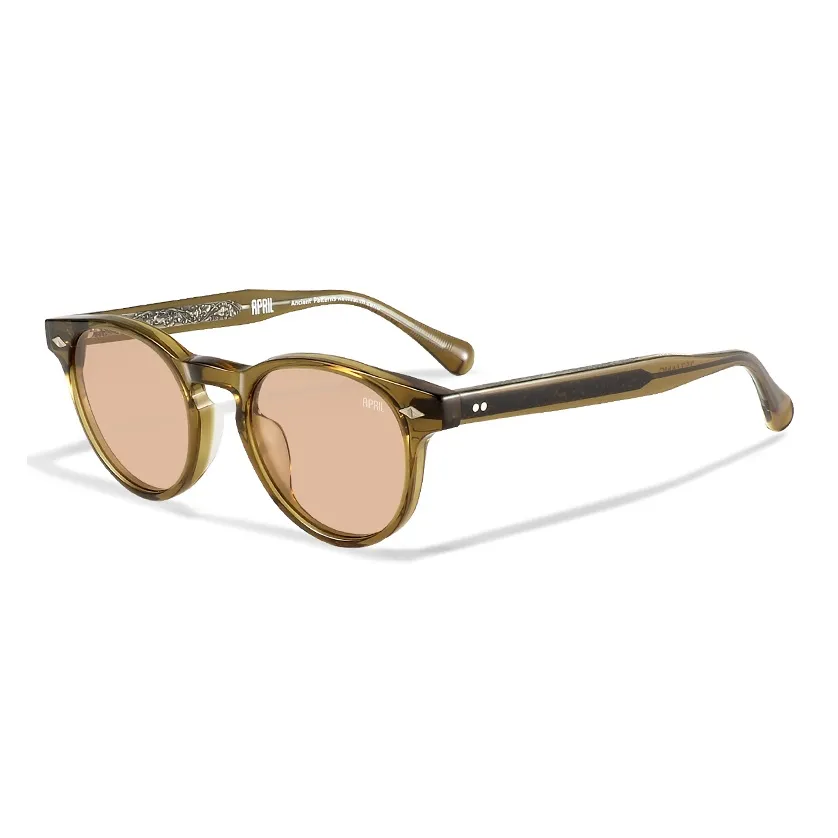 APRIL Plate Frame Round Transparent Tea Sunglasses For Driving Myopia Multicolor Lenses Unisex
