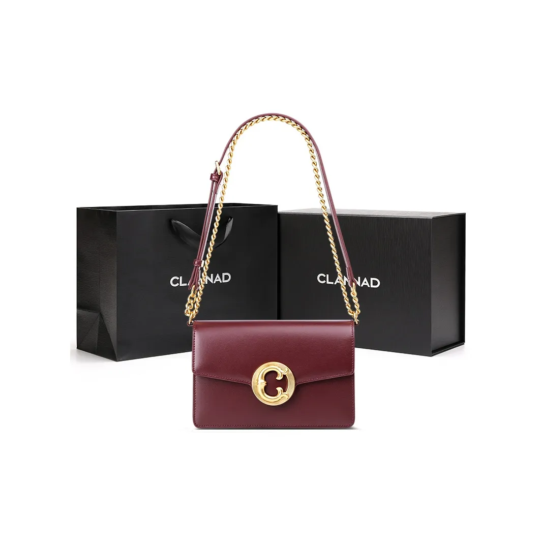 Clannad Split Cow Leather Shoulder Bag, Crossbody Bag Women's Burgundy