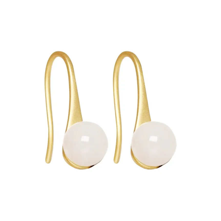 Xiaoyinjiang Hoop Earrings Jade Earring Pale Greenish White Jade Women's