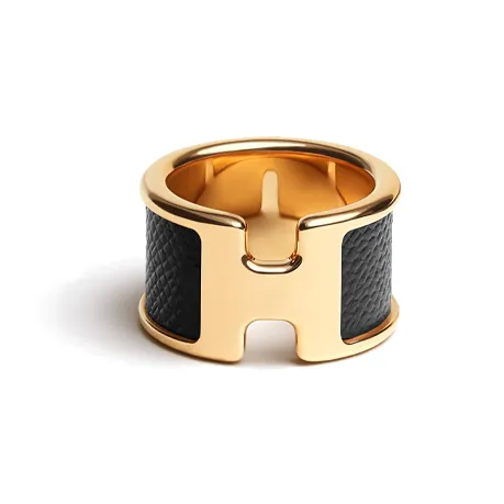 HERMES Olympe Metal Rings Unisex Black