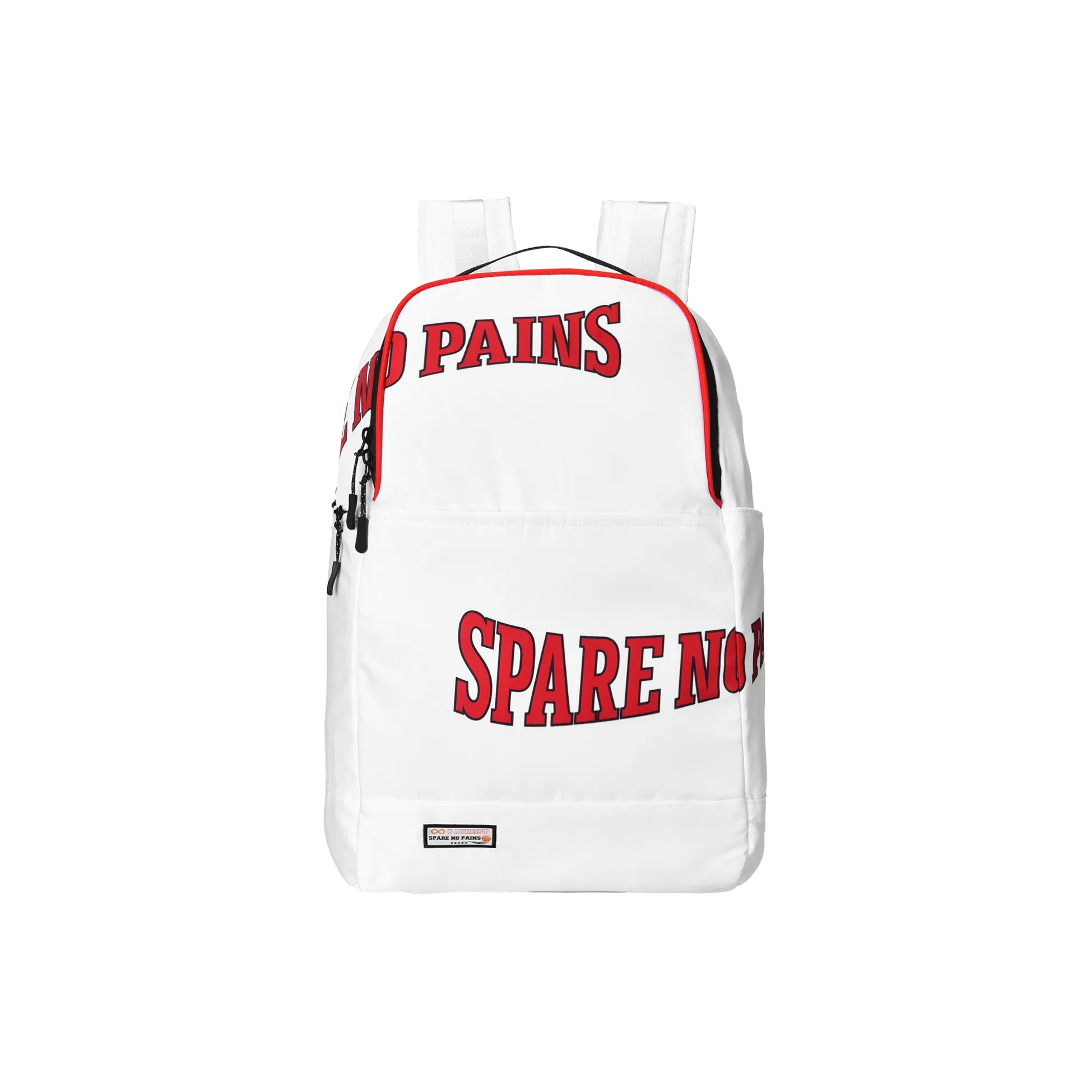 Spare No Pains. Polyester Basketball Backpack Regular Unisex Black Red
