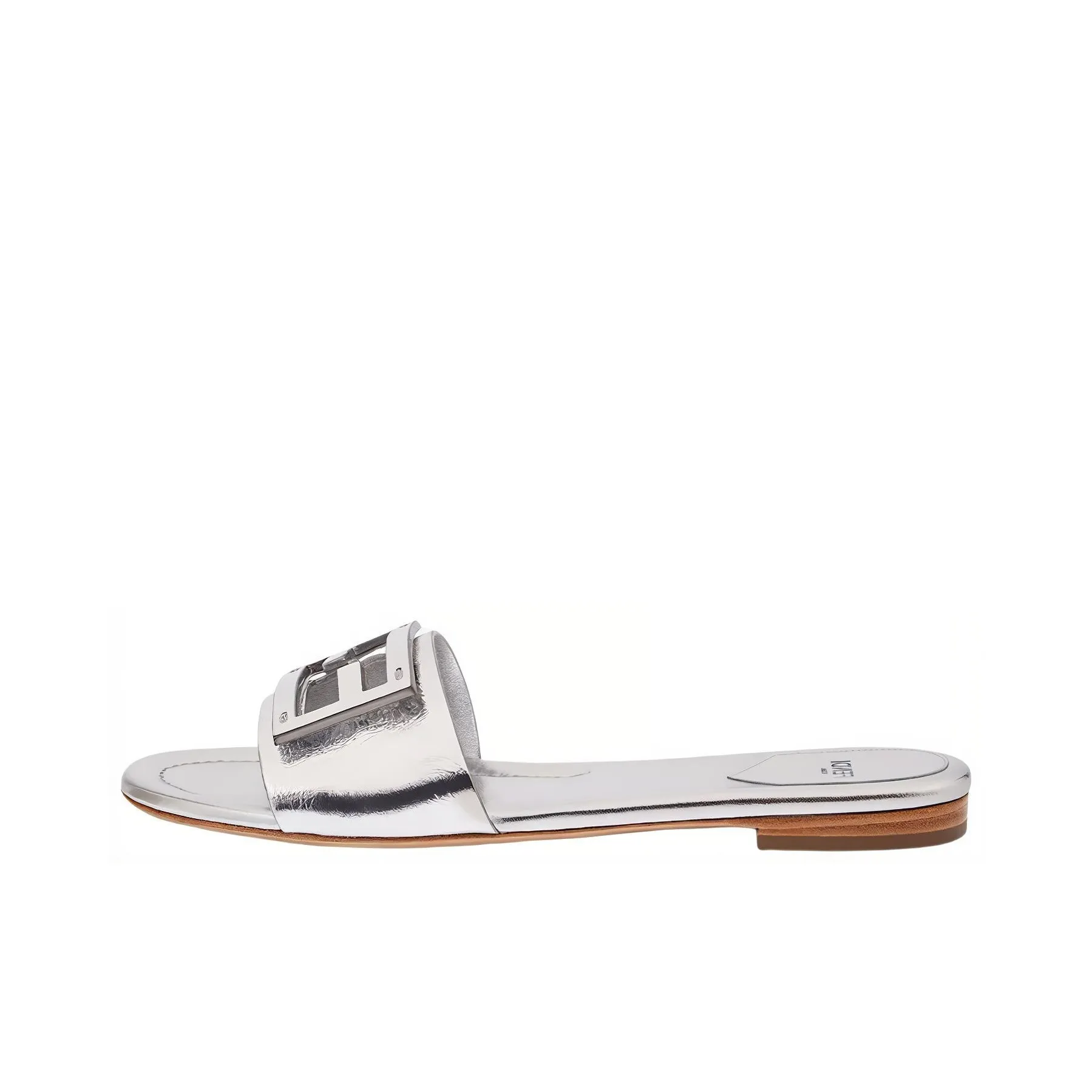 fendi print Baguette Logo Plaque Metallic Slides Women's