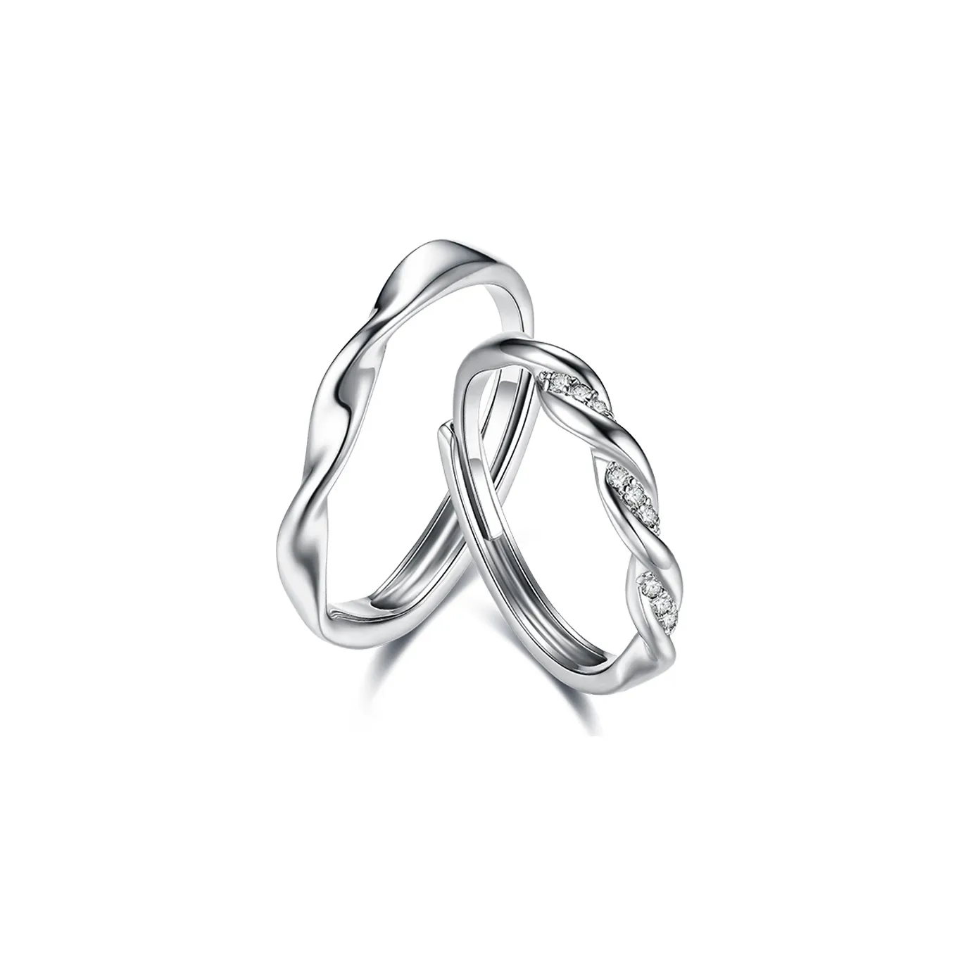 CIROCCO Циркон Инкрустированные Кольца Унисекс Серебряный