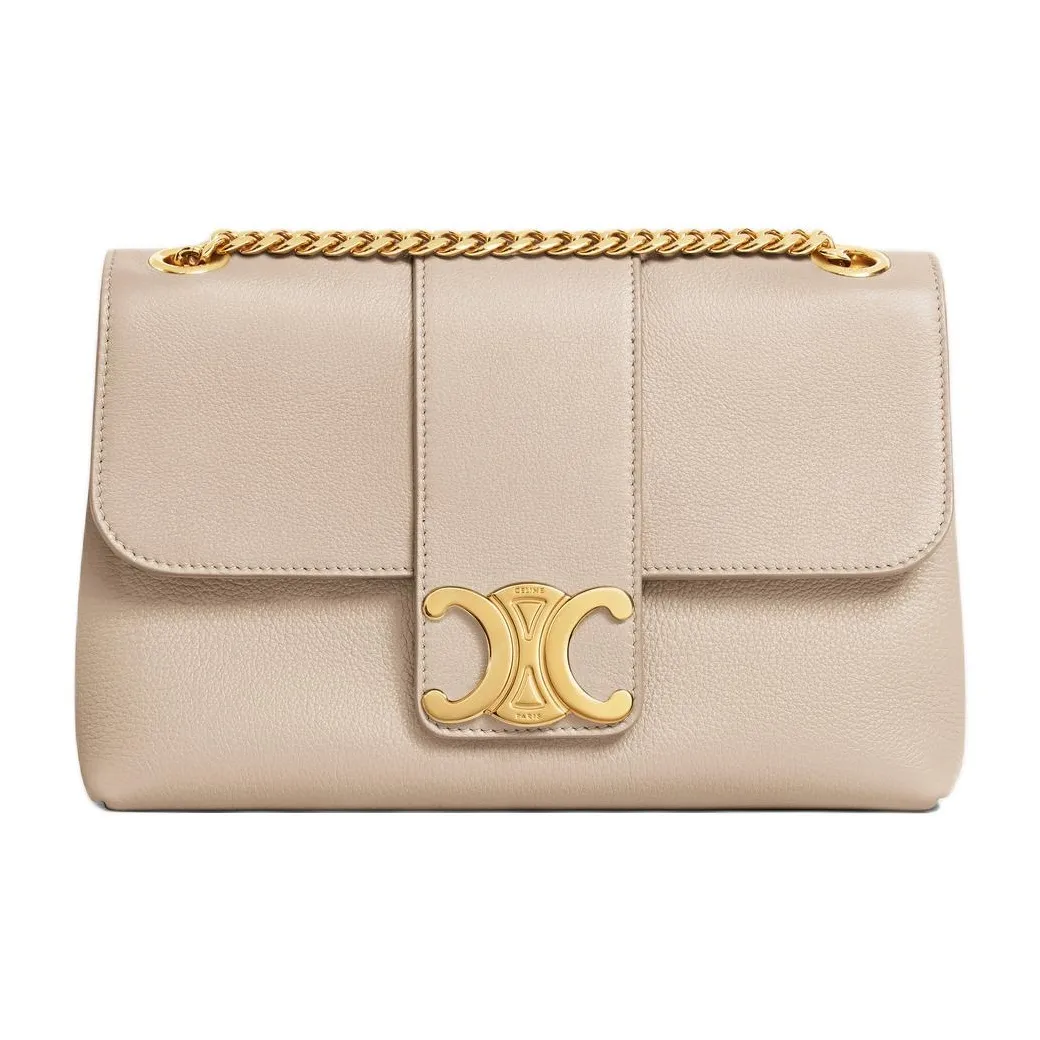 CELINE Calfskin Portable Crossbody Bag, Shoulder Bag Women's Cappuccino