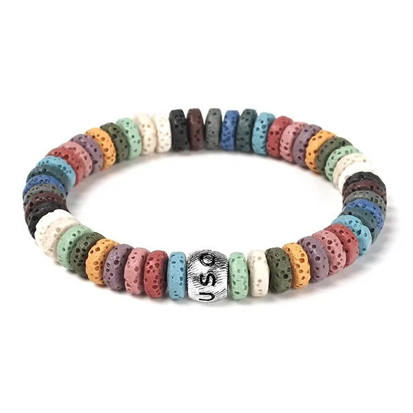 SUSOOK 925 Sterling Silver Volcanic Stone Beaded Bracelet Unisex Five-Color Dopamine Dressing Color Alice