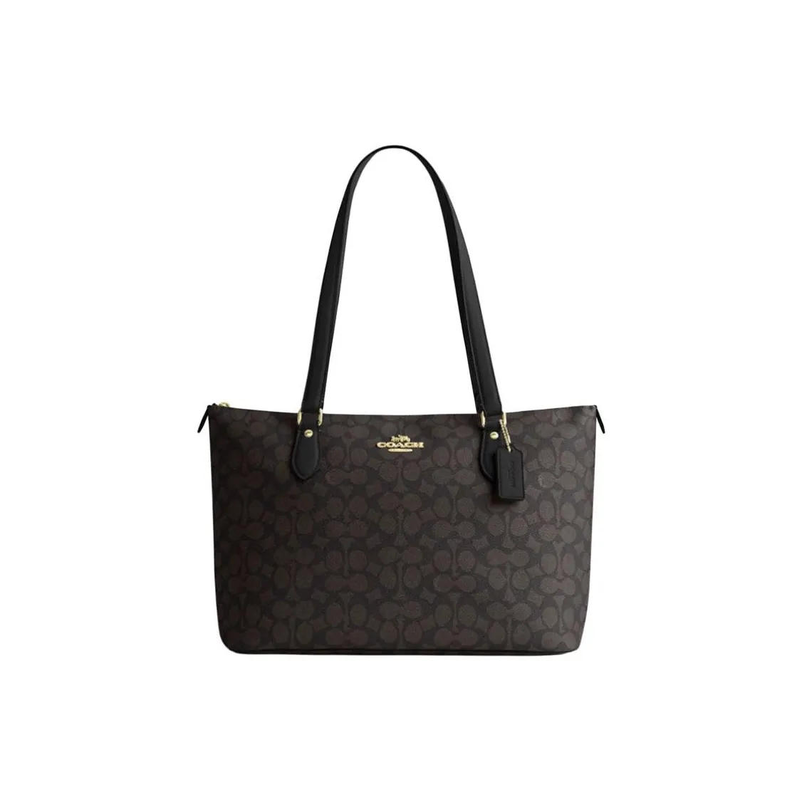 COACH Gallery PVC With Skin One Shoulder Crossbody Bag Tote Bag Shopping Bag Handbag Large Size Women's Dark Brown