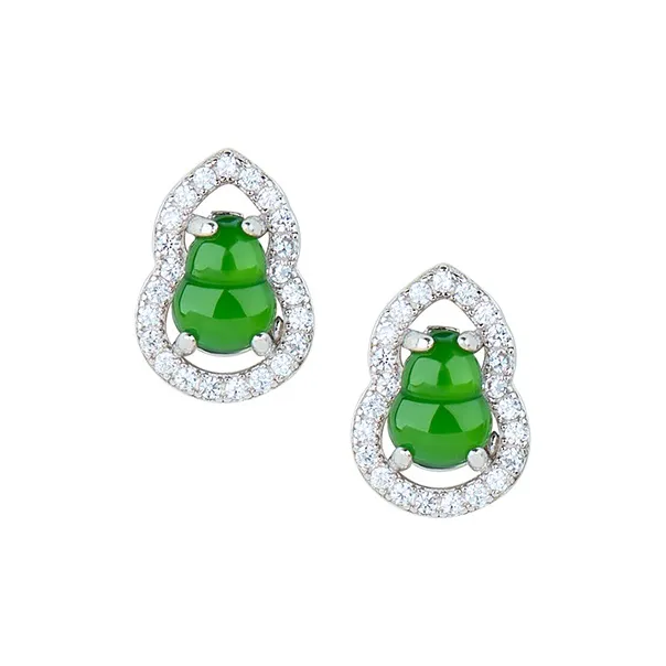 Honglangji Ice Glutinous Jadeite Stud Earrings Women's