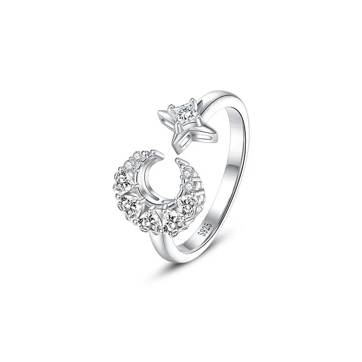 FANCI S925 Silver With Full Diamond Inlaid White Zircon Rings Women's