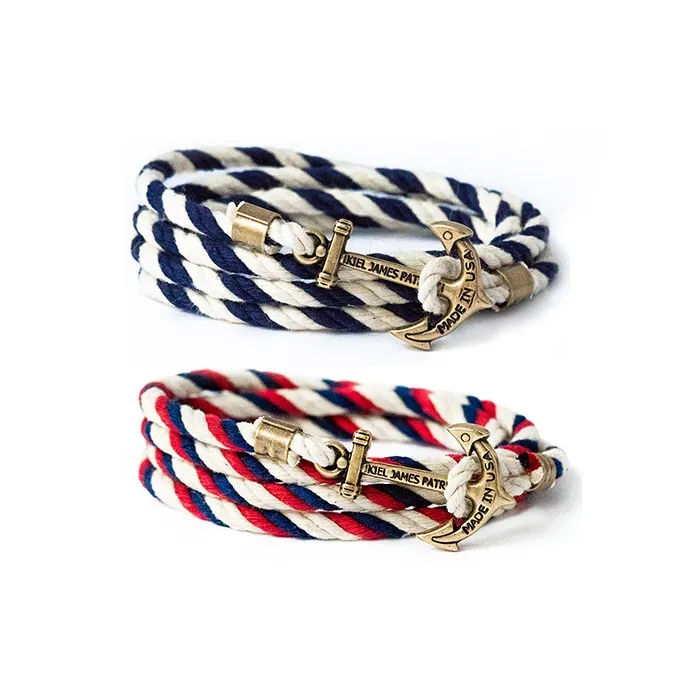 Kiel James Patrick Медный Anchor Конопля Браслет Шнурки для браслетов Унисекс
