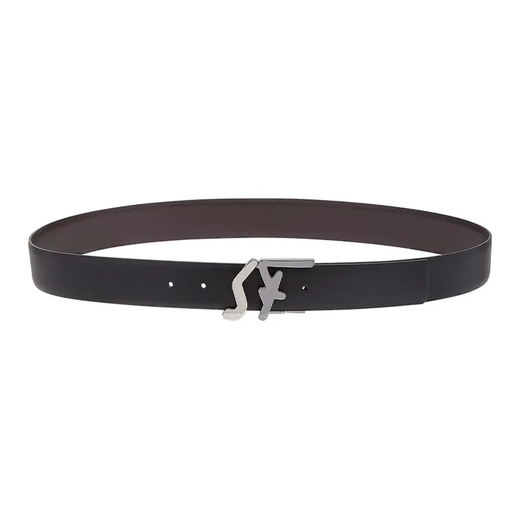 FERRAGAMO Телячья кожа Кожаные ремни Мужской Черный Ширина 3,5 см