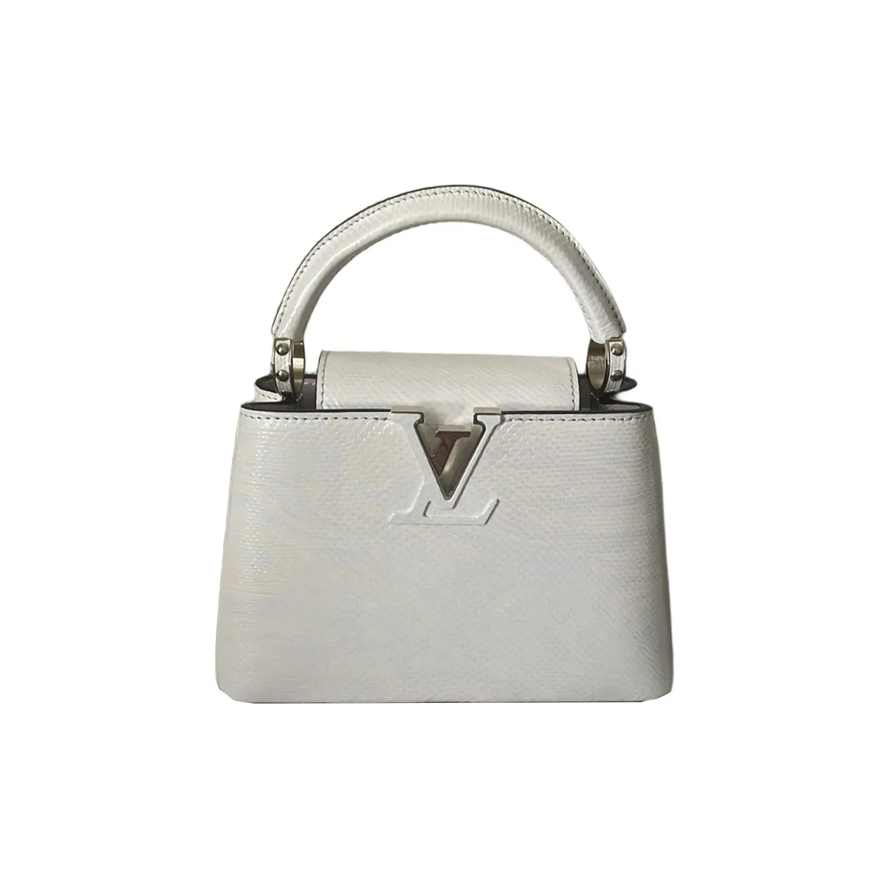 LOUIS VUITTON Leather Trim Handbag Women's White