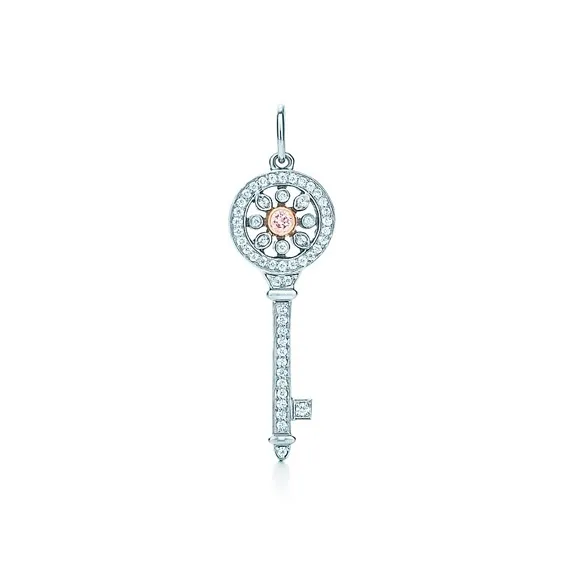 TIFFANY & CO. Platinum 18K Rose Gold Diamond Charms / Pendants Women's Silver