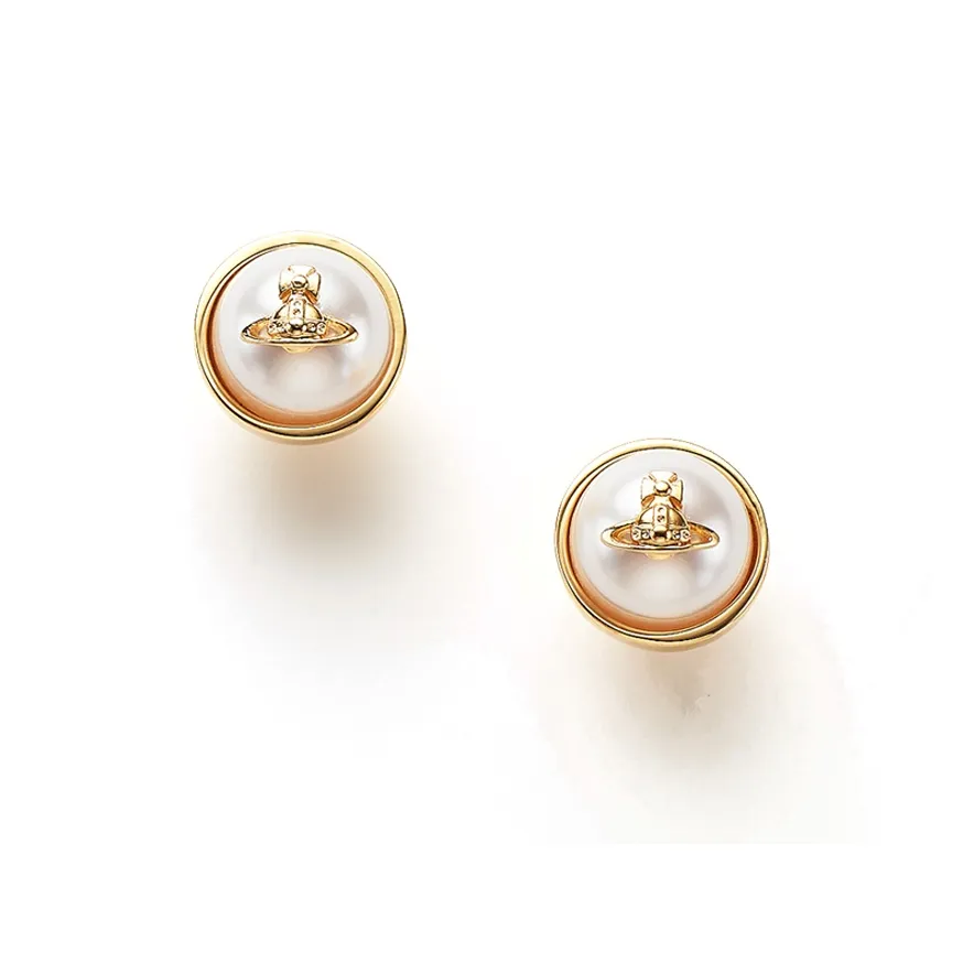 Vivienne Westwood Vintage Design Stud Earrings Women's Gold